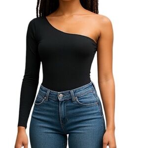 Aritzia Babaton One Shoulder Bodysuit Black